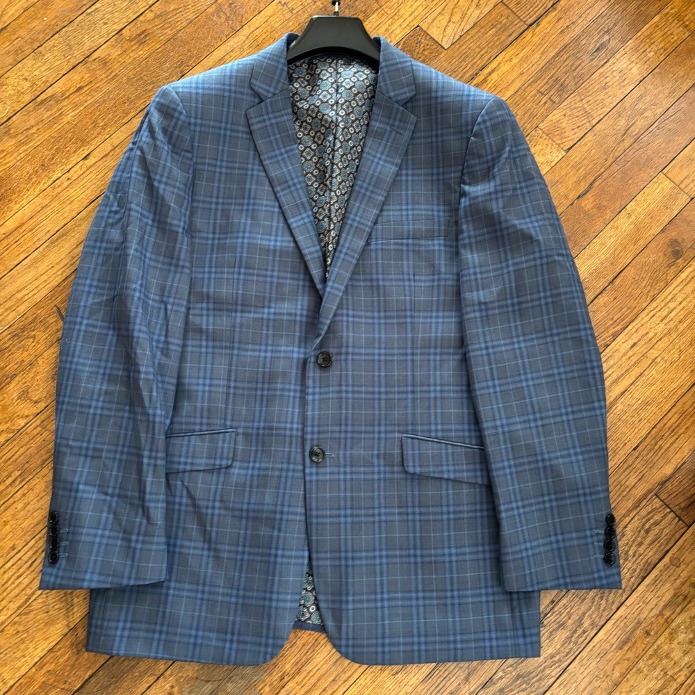 James Tattersall Blue Plaid Blazer Size 44R